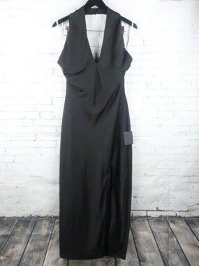 LULUS BLACK HALTER NECK OPEN BACK MAXI DRESS SIZE MEDIUM